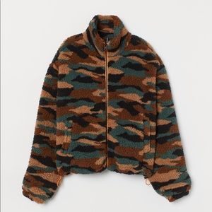 Camo Faux Shearling Jacket